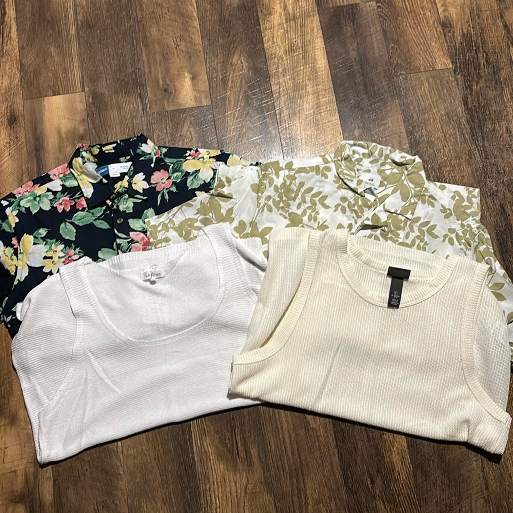 4 Men’s Shirts Floral H&M button up tshirt Floral Old Navy Tshirt Knit tank tops